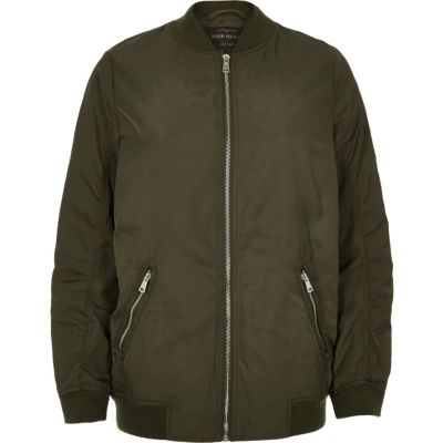 Khaki longline bomber jacket